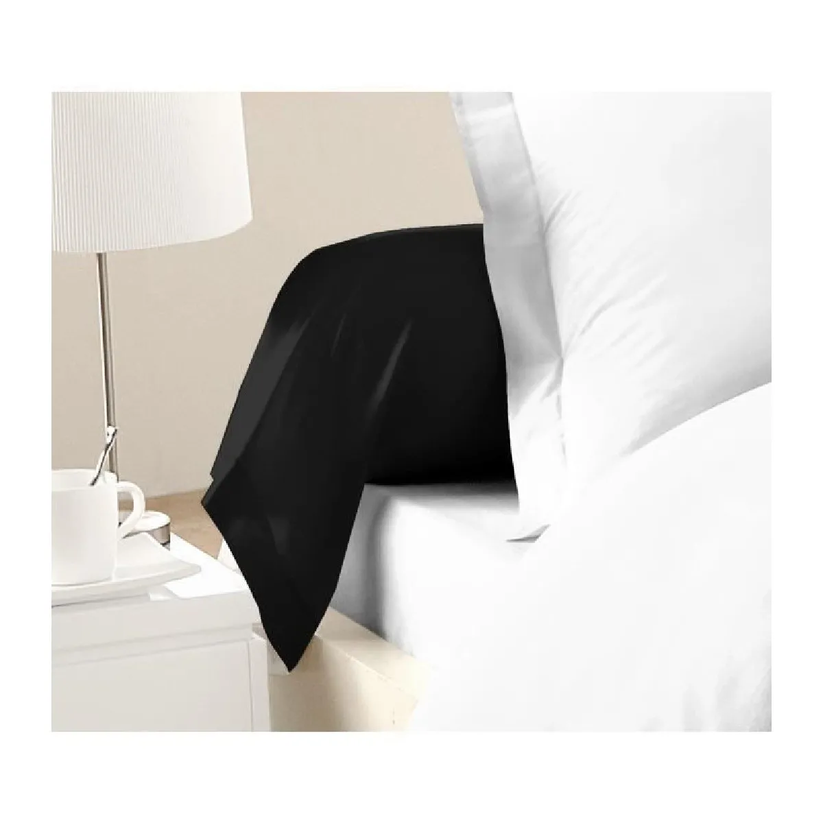 "LOVELY HOME Lot de 2 Taies de Traversin 100% coton 85x185 cm noir"