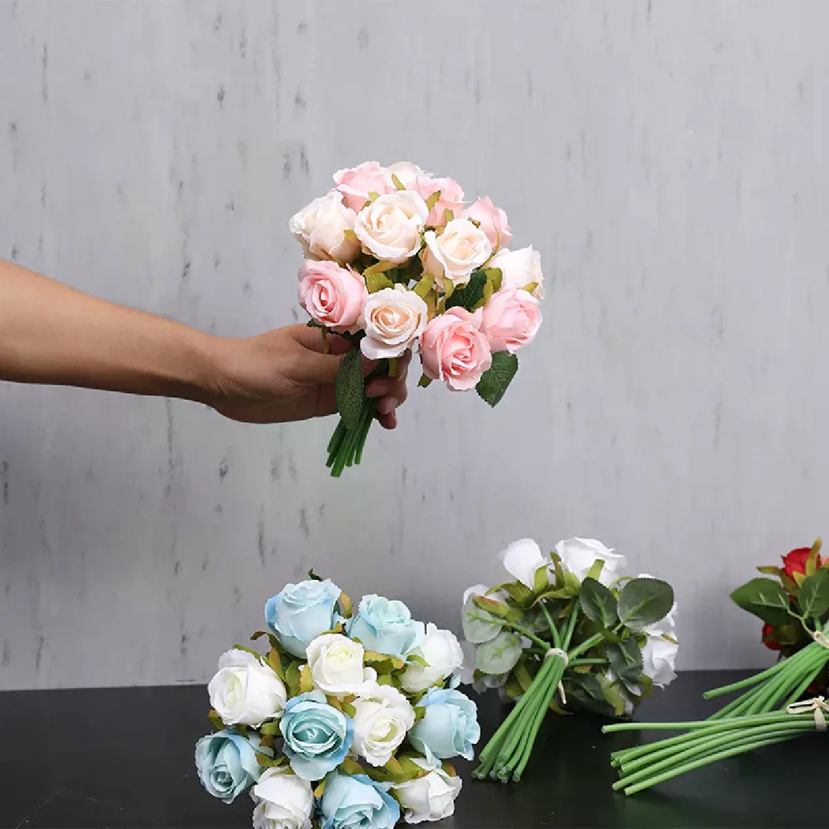 Roses artificielles en soie Lot de - vue 3