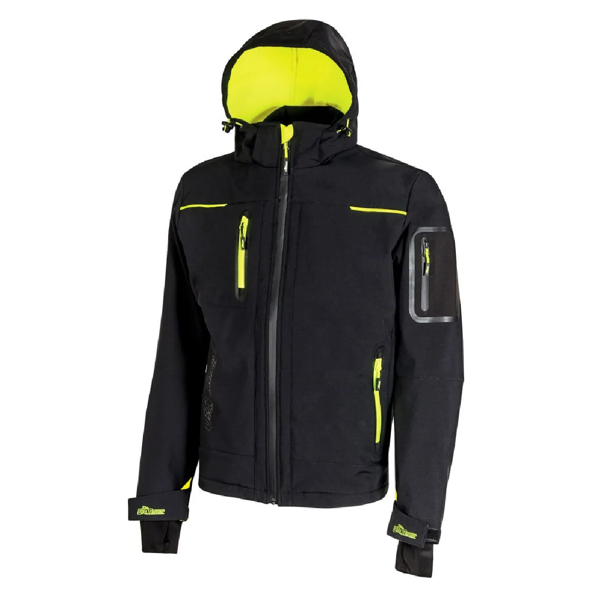 U-Power Veste de travail softshell SPACE Noir Carbone/Jaune Fluo FU187BC