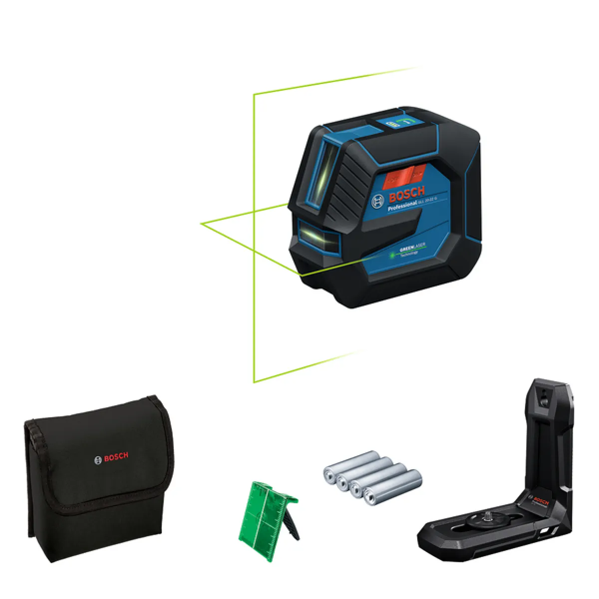Laser Ligne Bosch GLL 20-22 G – Laser Vert, Alimentation Dual Power, Précision ± 0,3 mm/m - vue 2