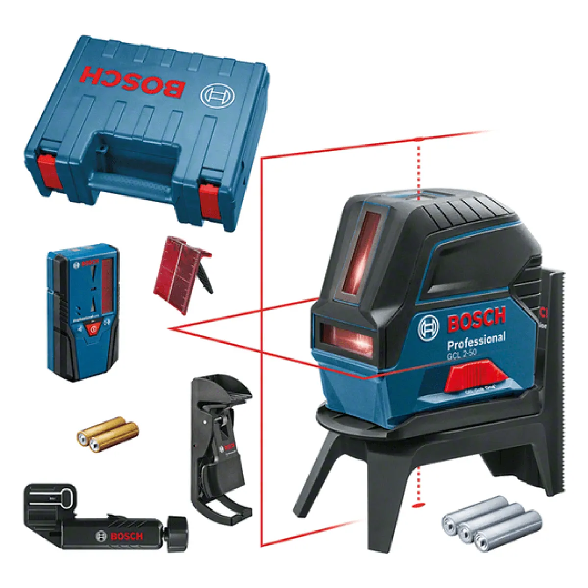 Laser points et lignes GCL2-50 + Cellule LR6 0601066F01 - Bosch
