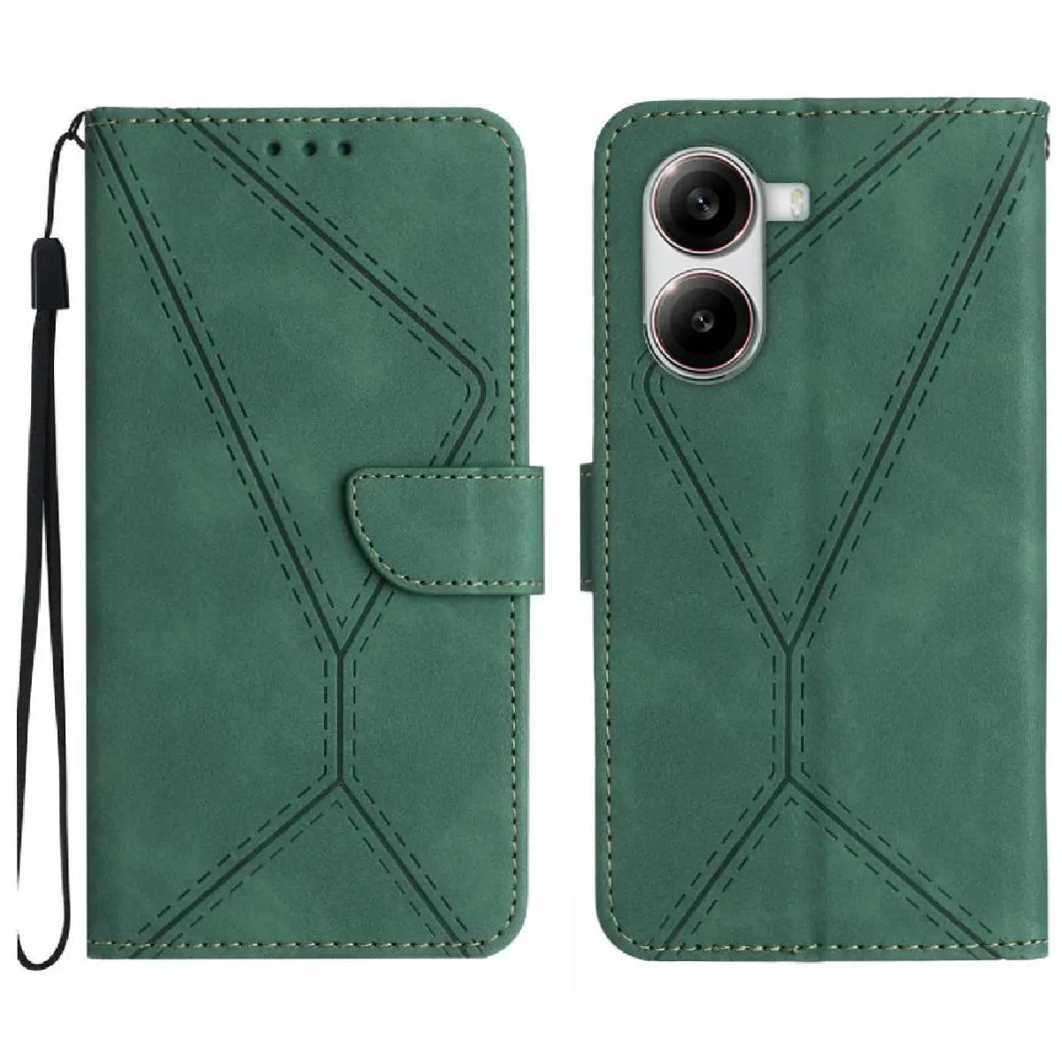 Générique Vert Coque Portefeuille Porte-Cartes À Fermeture Magnétique Xiaomi Poco X7 Pro