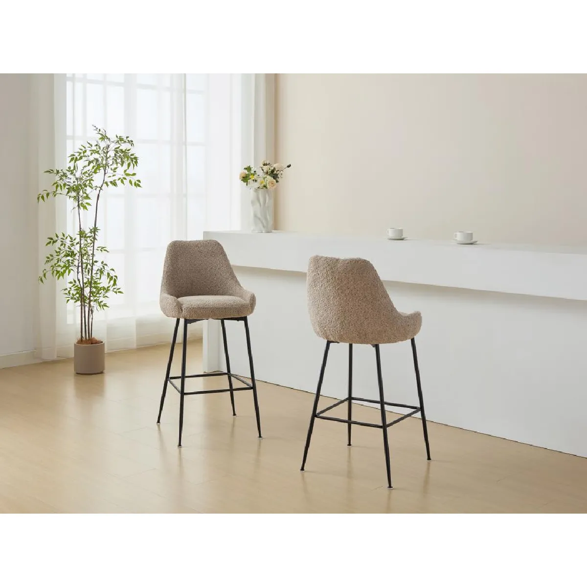Lot de 2 tabourets de bar TOYBA - Taupe Lot de 2 tabourets de bar TOYBA - Taupe