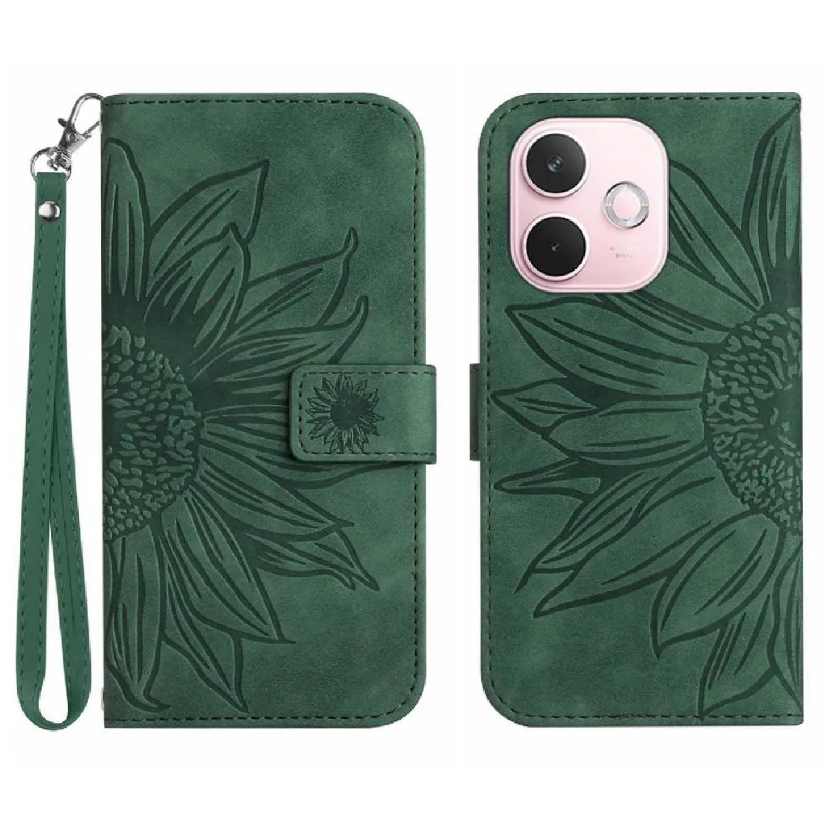 Générique Vert Coque En Similicuir À Fermeture Magnétique Avec Porte-Cartes Oppo A5 Pro 5G
