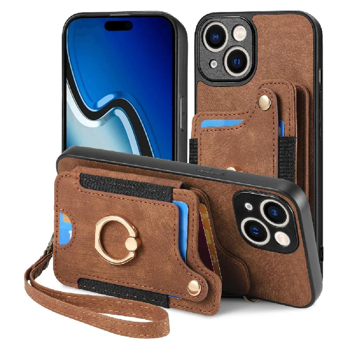 Générique Marron Étui Pour Iphone 15