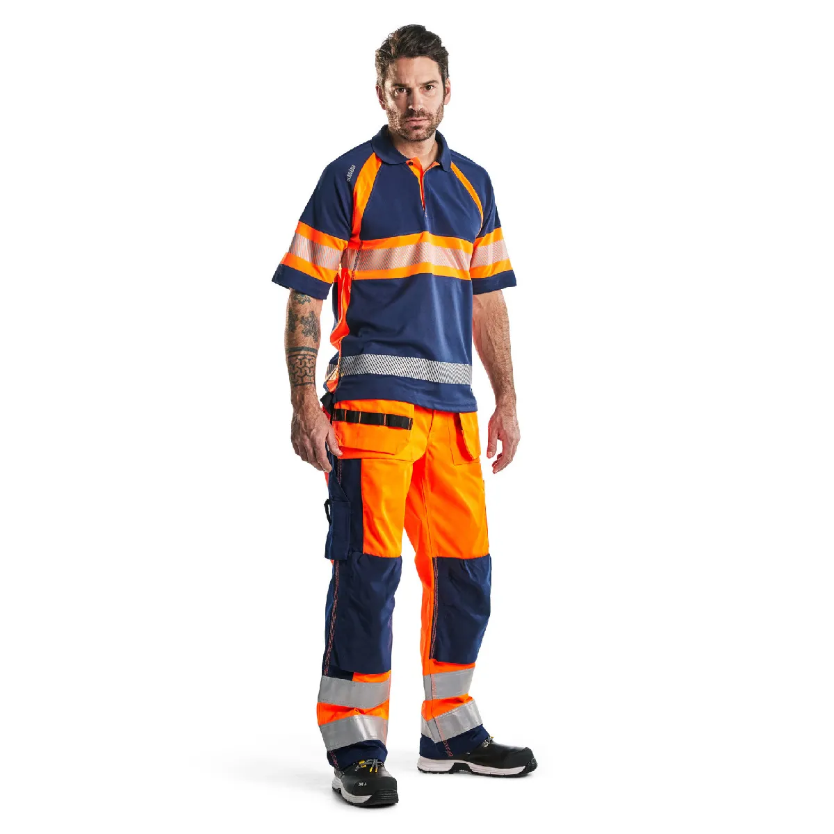 Blaklader 153318605389 - Pantalon Artisan haute visibilité Orange fluo/Marine