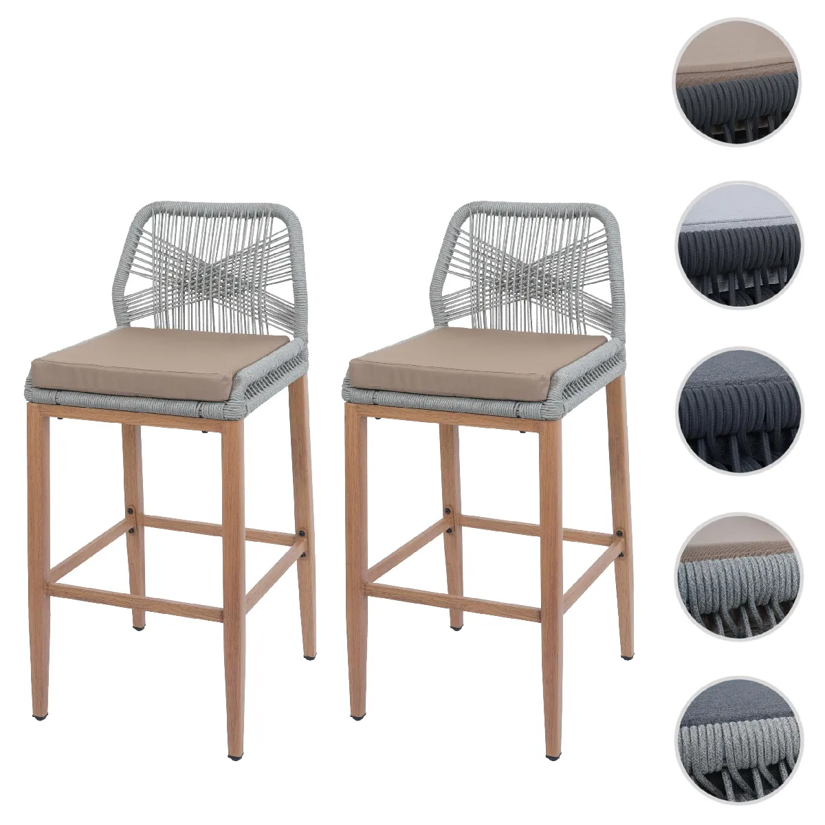 Mendler Tabourets de bar Rope - vue 2