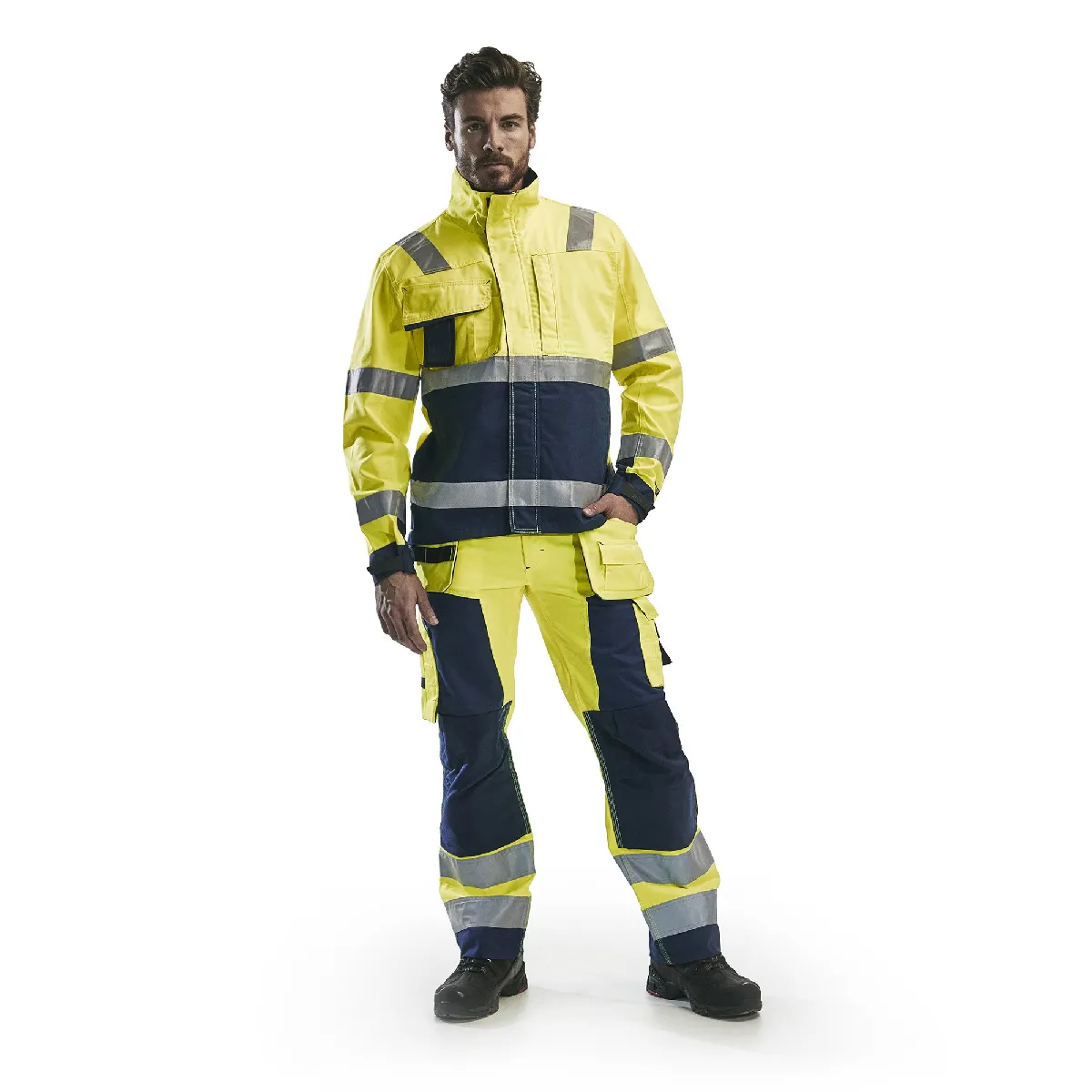Blaklader Pantalon Artisan Haute Visibilité - Jaune fluo/Marine