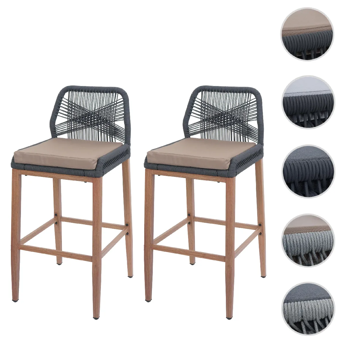 Mendler Tabourets de bar Rope
