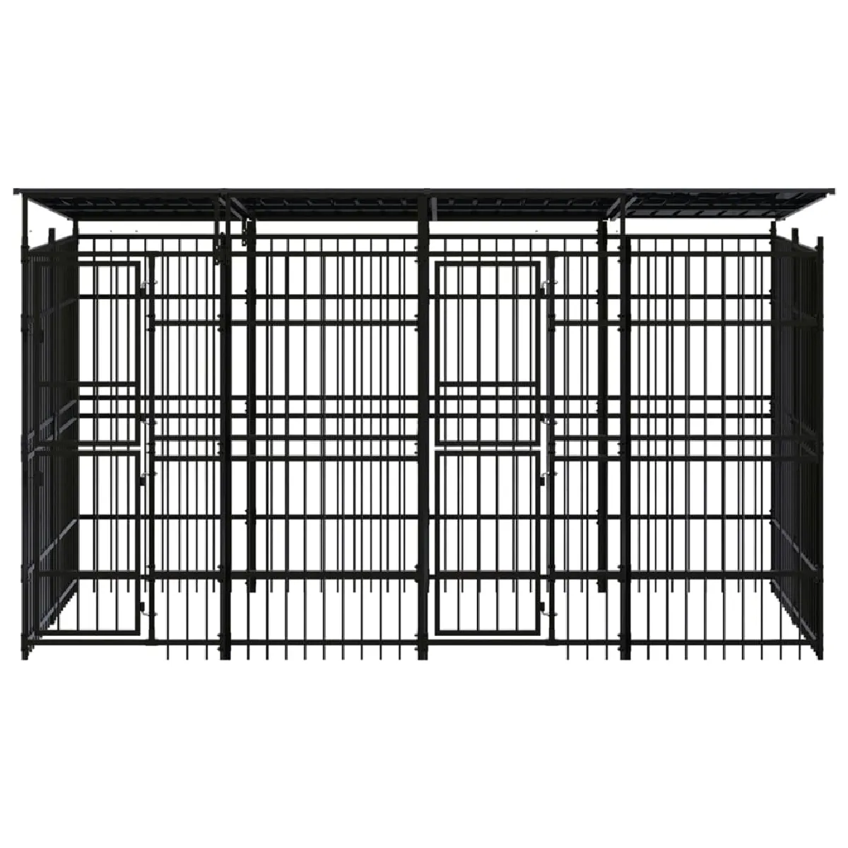 Comparer les prix de Chenil cage enclos pac animaux d'extérieur avec toit pour chiens acier 7,37 m² noir 02_0041767