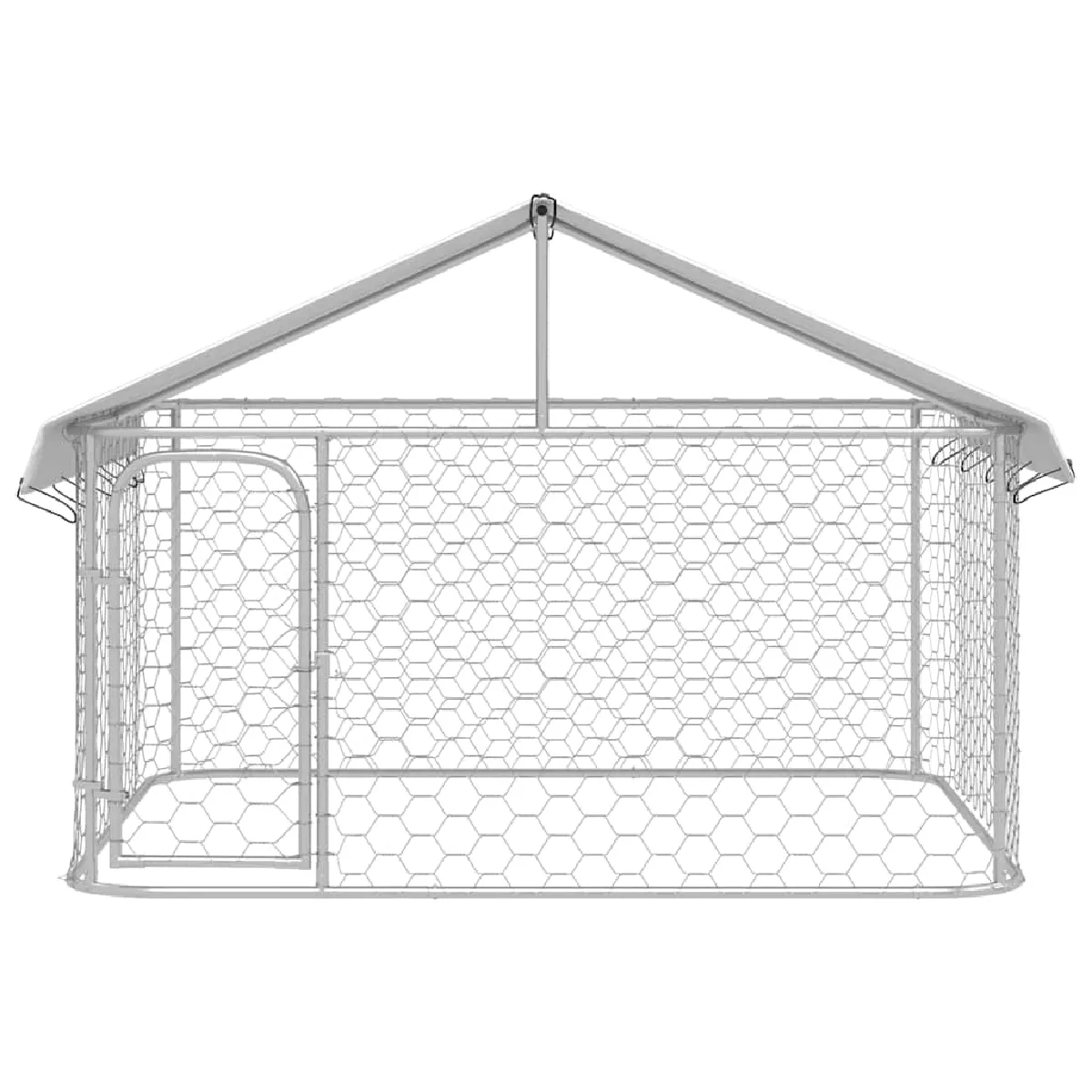 Comparer les prix de Chenil cage enclos pac animaux extérieur avec toit 200 x 200 x 150 cm Argent 02_0041907