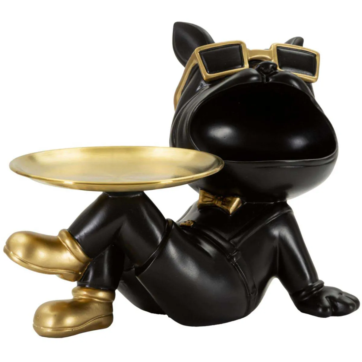 Mauro Ferretti Noir Ervesto 0120050000 - Statuette Chien Avec Plateau - Et Or - Image 4