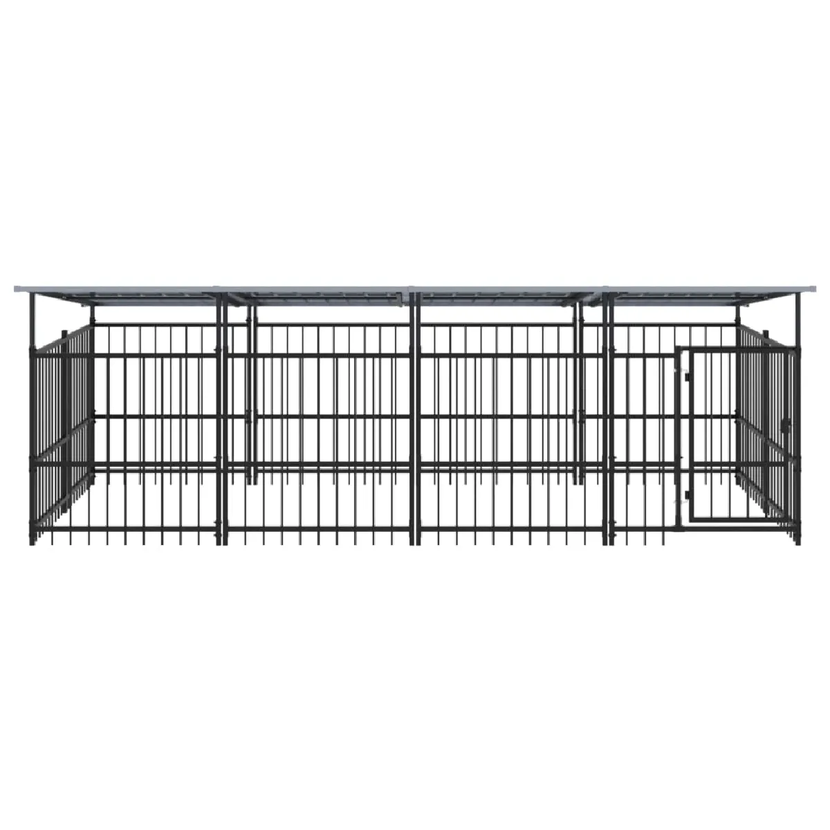 Comparer les prix de Chenil cage enclos pac animaux d'extérieur avec toit pour chiens acier 7,51 m² noir 02_0041769