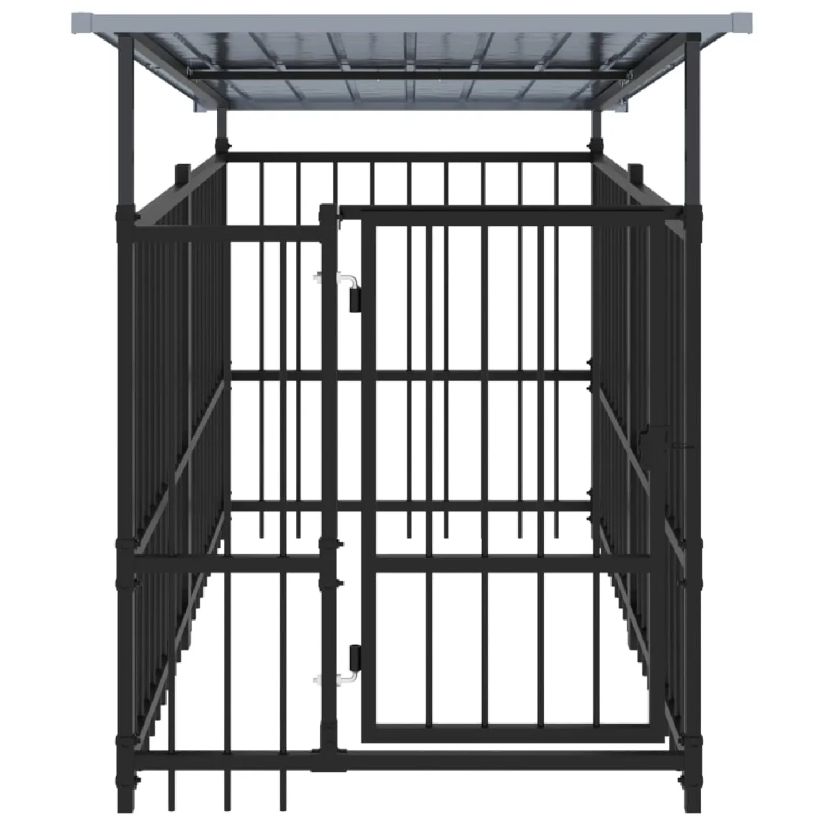 Meilleurs prix pour Chenil cage enclos pac animaux d'extérieur avec toit pour chiens acier 1,88 m² noir 02_0041730
