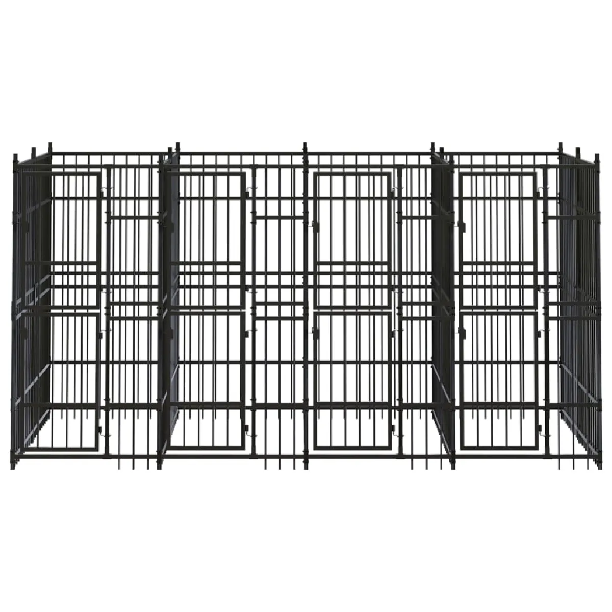 Meilleurs prix pour Chenil cage enclos pac animaux d'extérieur pour chiens acier 7,37 m² noir 02_0041875
