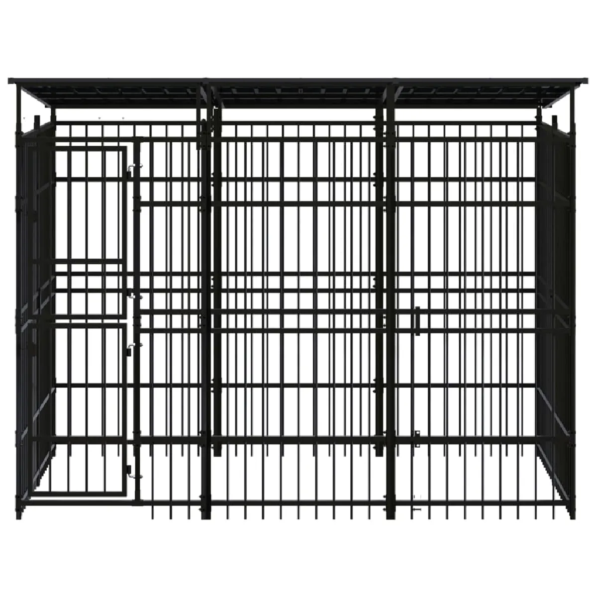 Comparer les prix de Chenil cage enclos pac animaux d'extérieur avec toit pour chiens acier 5,53 m² noir 02_0041762
