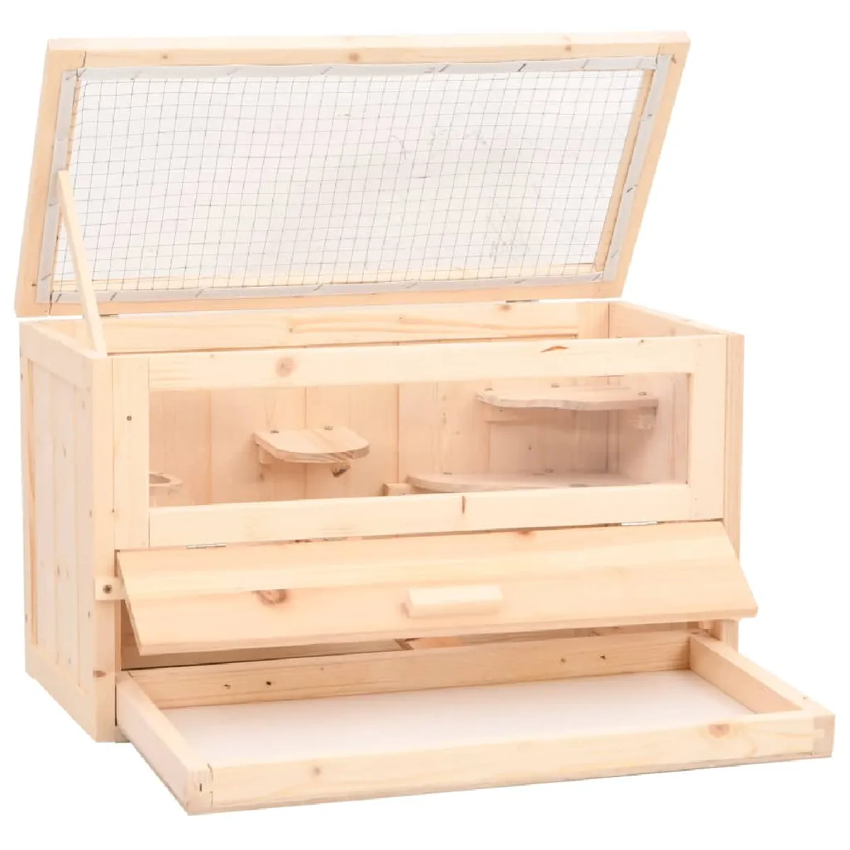 Comparer les prix de Cage à hamster 60 x 30 x 35 cm bois massif de sapin marron 02_0041679