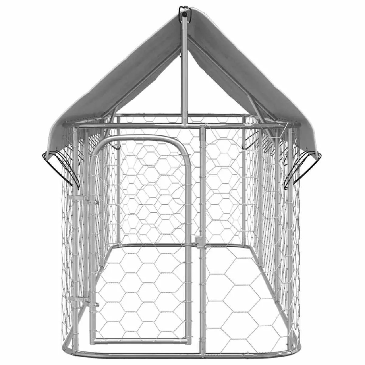 Comparer les prix de Chenil cage enclos pac animaux extérieur avec toit 400 x 100 x 150 cm Argent 02_0041909