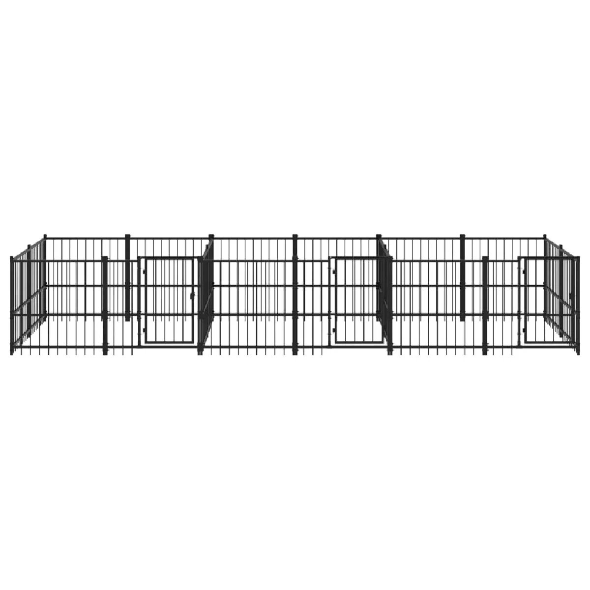 Meilleurs prix pour Chenil cage enclos pac animaux d'extérieur pour chiens acier 11,26 m² noir 02_0041781