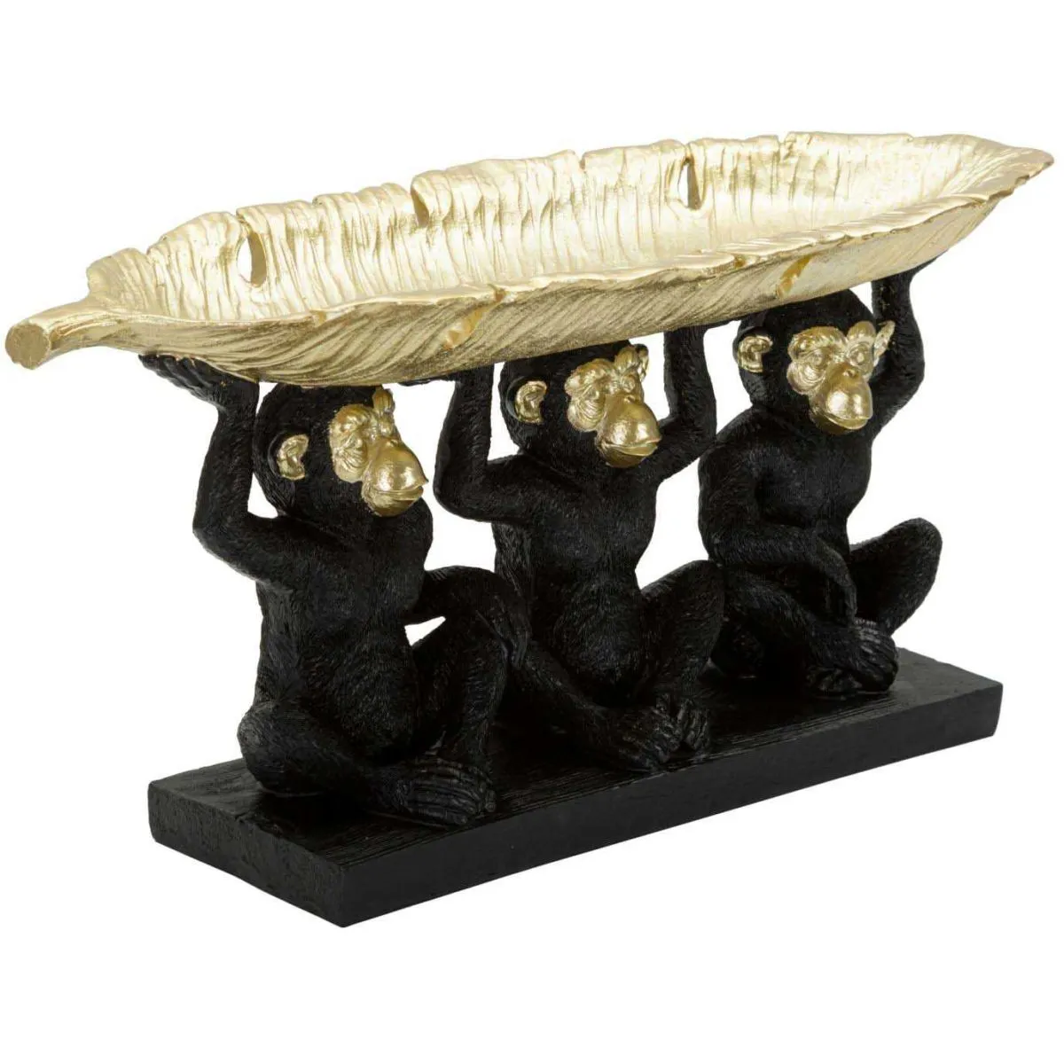Non Communiqué Noir Singe Décoratif En Polyrésine Monkey Trio 43 X 15.7 X 20 Cm - Image 2