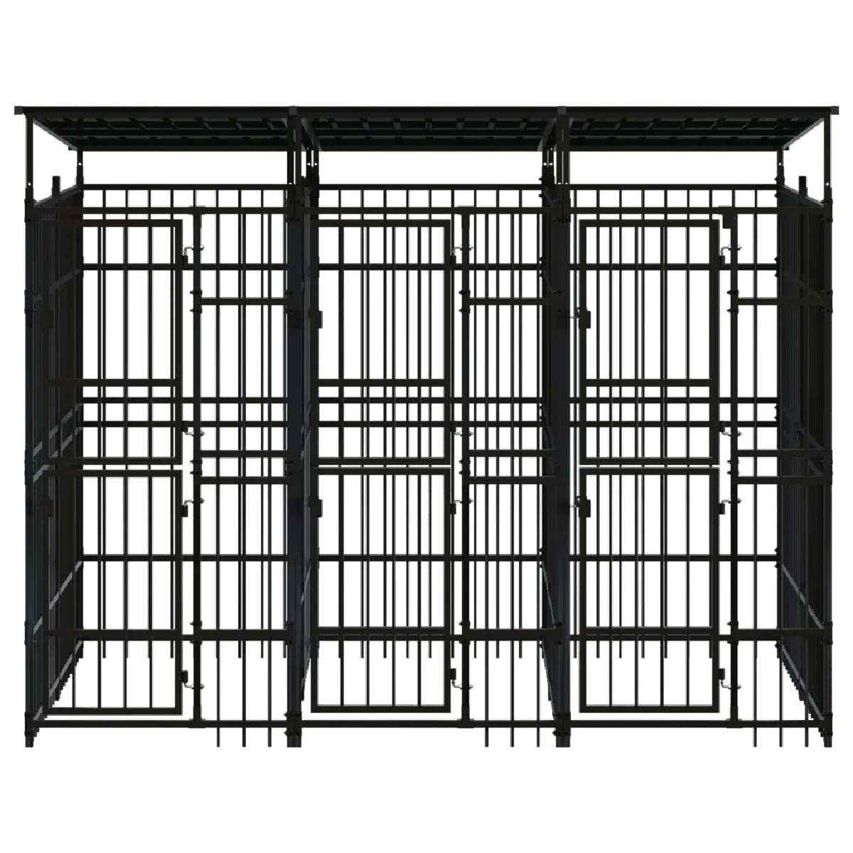 Meilleurs prix pour Chenil cage enclos pac animaux d'extérieur avec toit pour chiens acier 5,53 m² noir 02_0041761