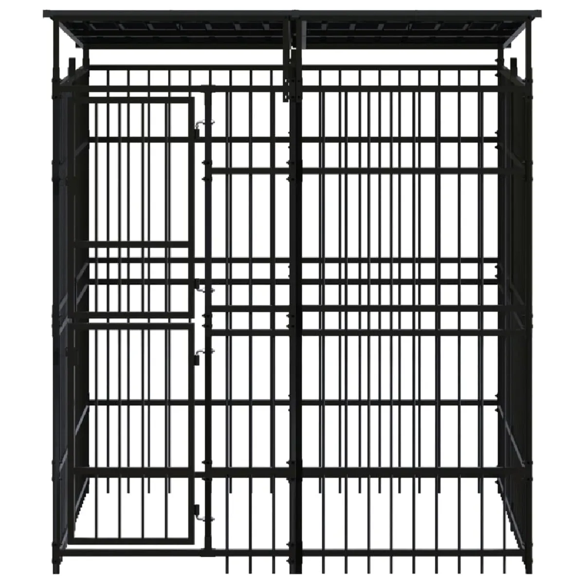 Comparer les prix de Chenil cage enclos pac animaux d'extérieur avec toit pour chiens acier 3,69 m² noir 02_0041758