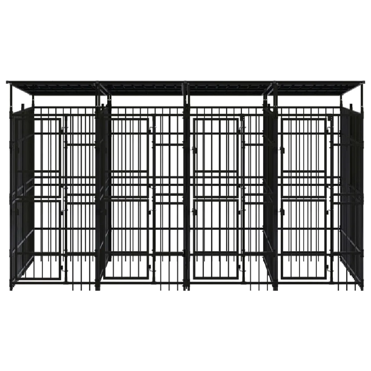 Comparer les prix de Chenil cage enclos pac animaux d'extérieur avec toit pour chiens acier 7,37 m² noir 02_0041765