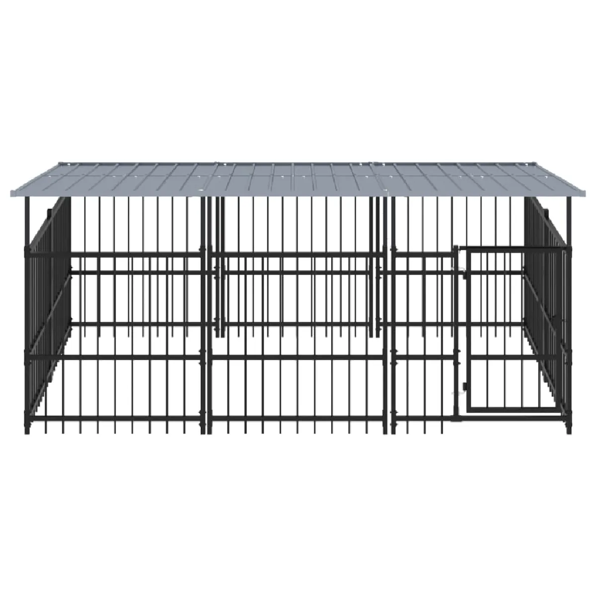 Meilleurs prix pour Chenil cage enclos pac animaux d'extérieur avec toit pour chiens acier 5,63 m² noir 02_0041764