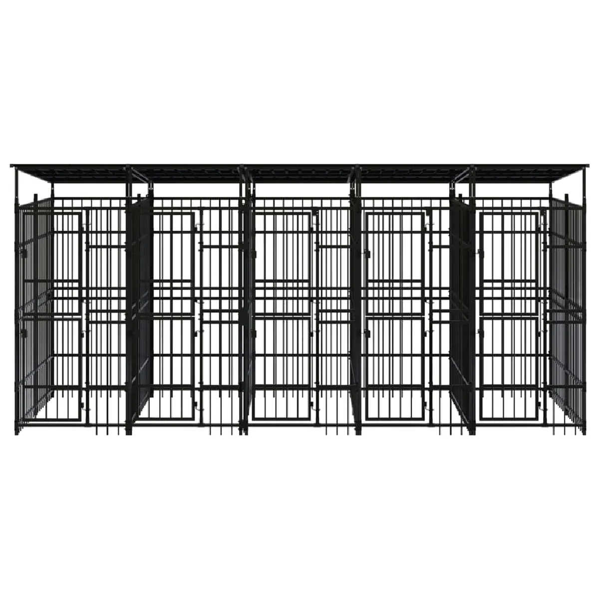 Comparer les prix de Chenil cage enclos pac animaux d'extérieur avec toit pour chiens acier 9,22 m² noir 02_0041772
