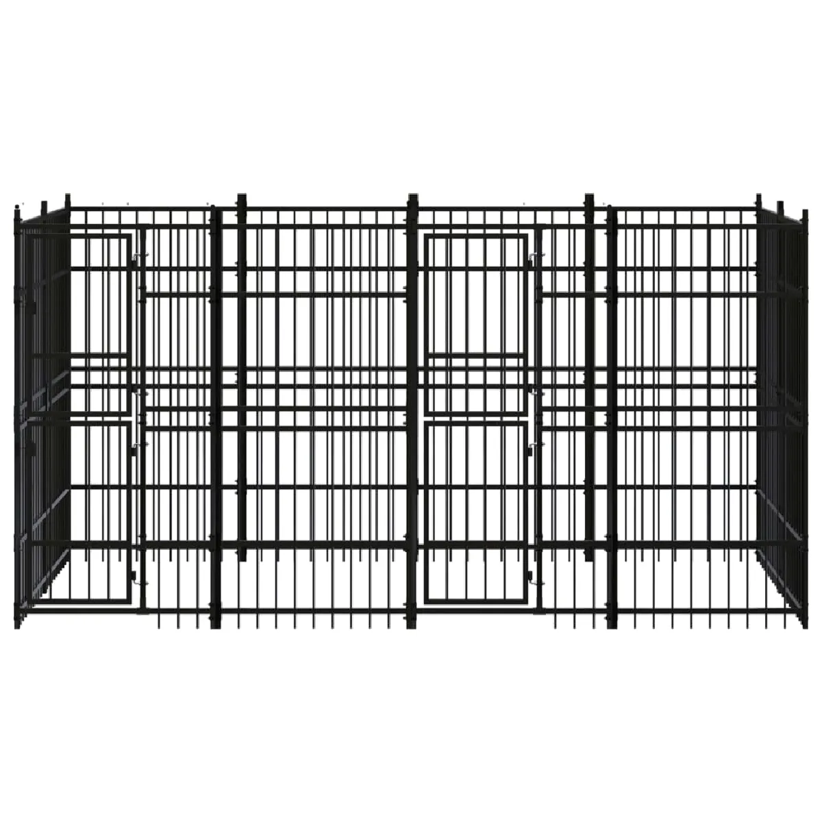Meilleurs prix pour Chenil cage enclos pac animaux d'extérieur pour chiens acier 7,37 m² noir 02_0041873