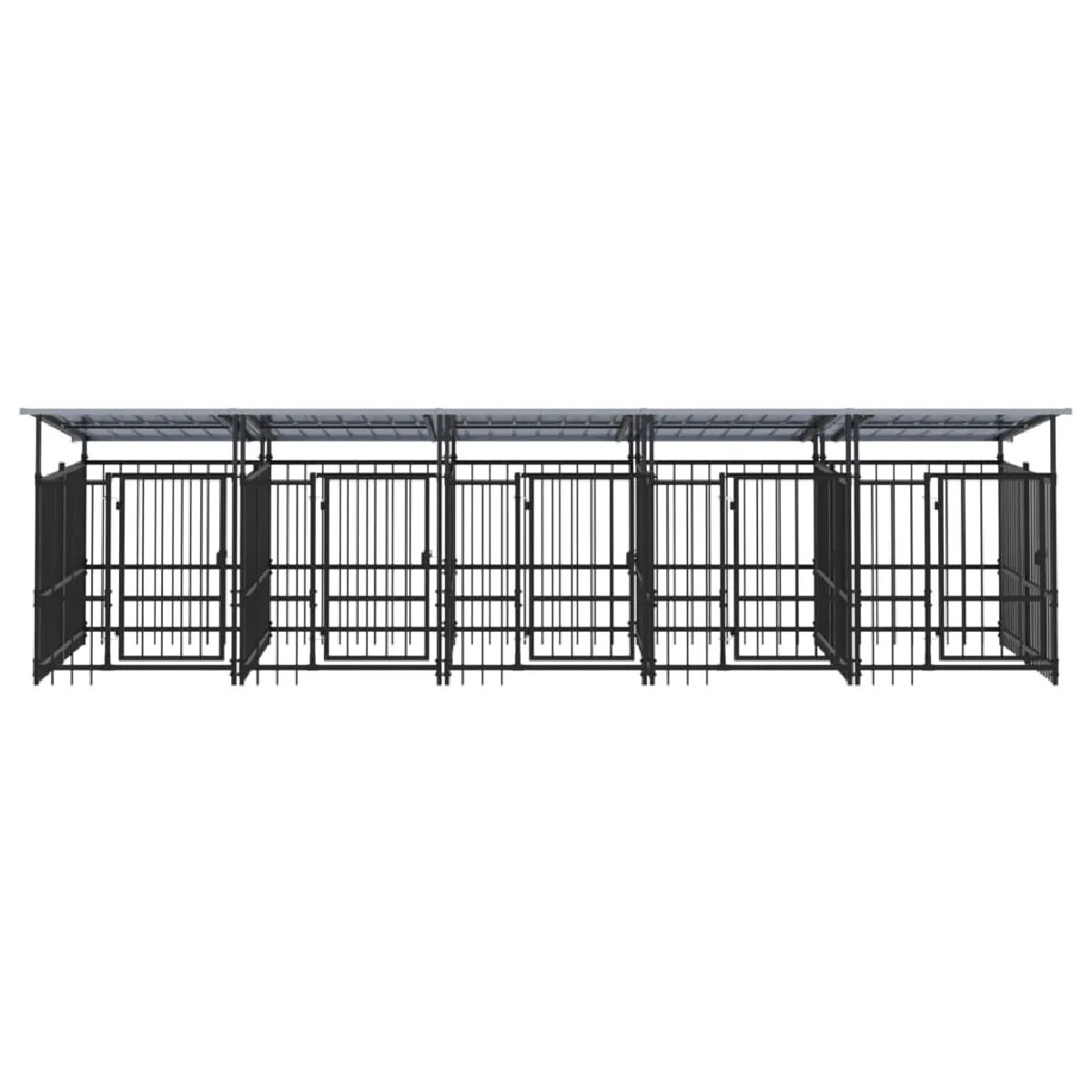 Comparer les prix de Chenil cage enclos pac animaux d'extérieur avec toit pour chiens acier 9,38 m² noir 02_0041774