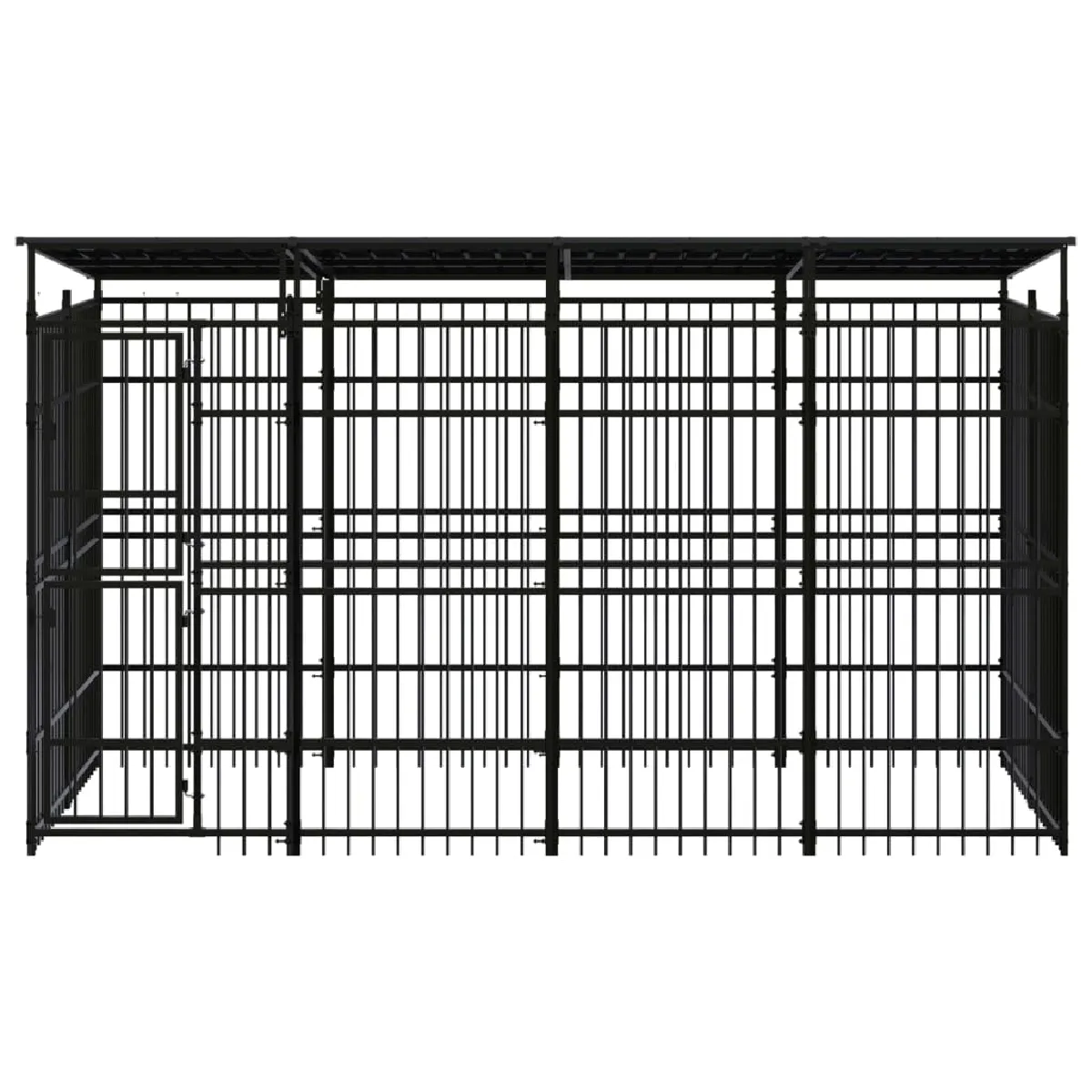Comparer les prix de Chenil cage enclos pac animaux d'extérieur avec toit pour chiens acier 7,37 m² noir 02_0041766