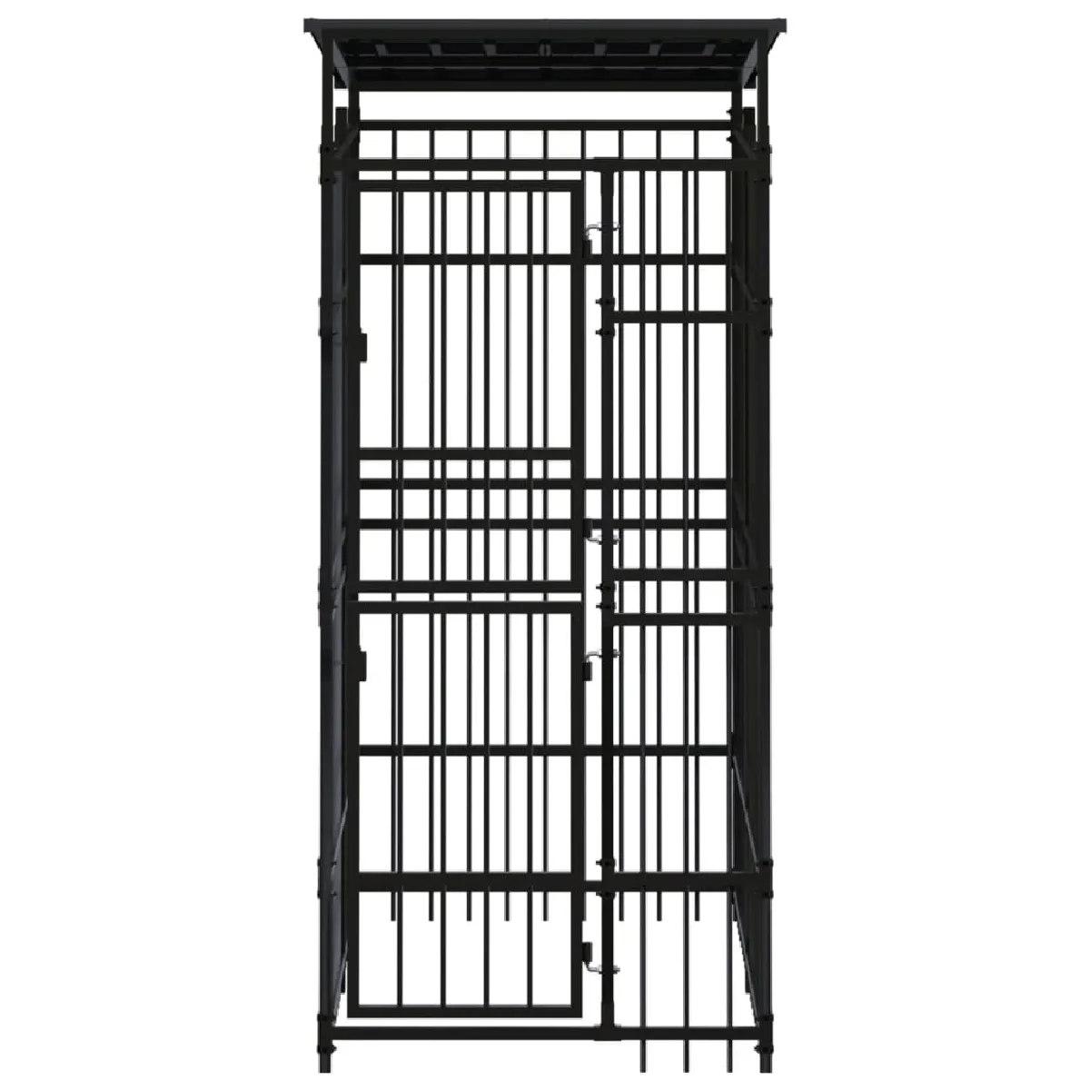 Meilleurs prix pour Chenil cage enclos pac animaux d'extérieur avec toit pour chiens acier 1,84 m² noir 02_0041729