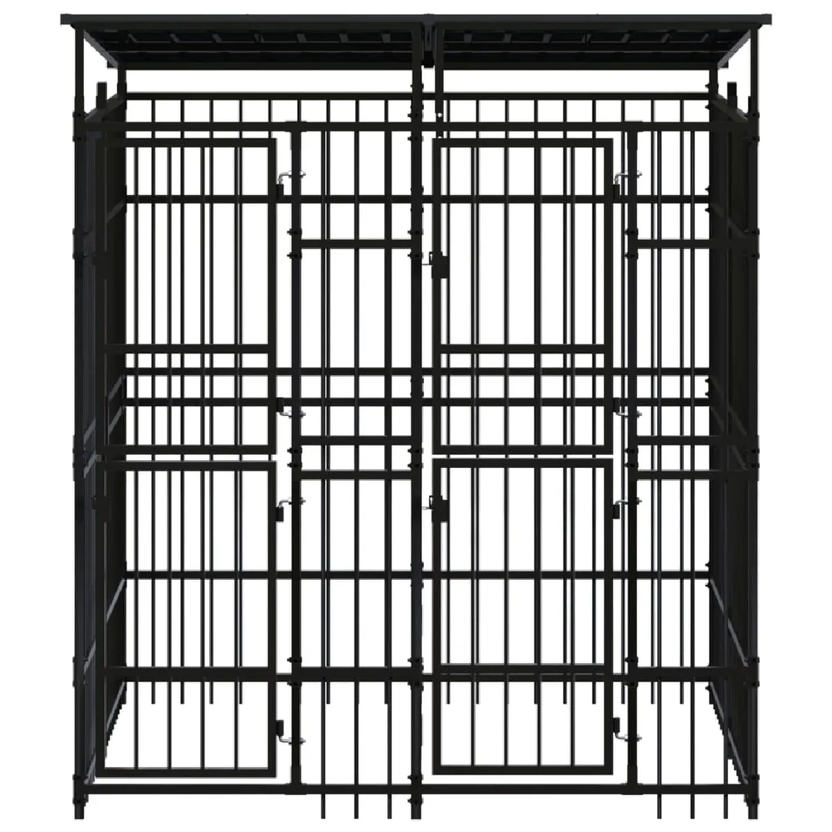 Comparer les prix de Chenil cage enclos pac animaux d'extérieur avec toit pour chiens acier 3,69 m² noir 02_0041757