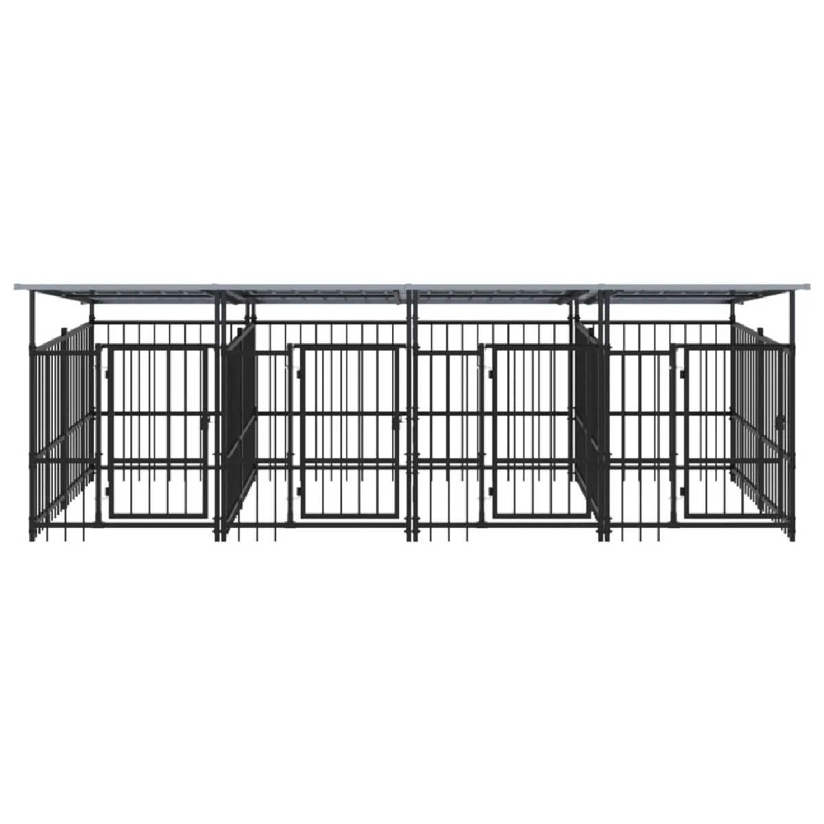 Comparer les prix de Chenil cage enclos pac animaux d'extérieur avec toit pour chiens acier 7,51 m² noir 02_0041770