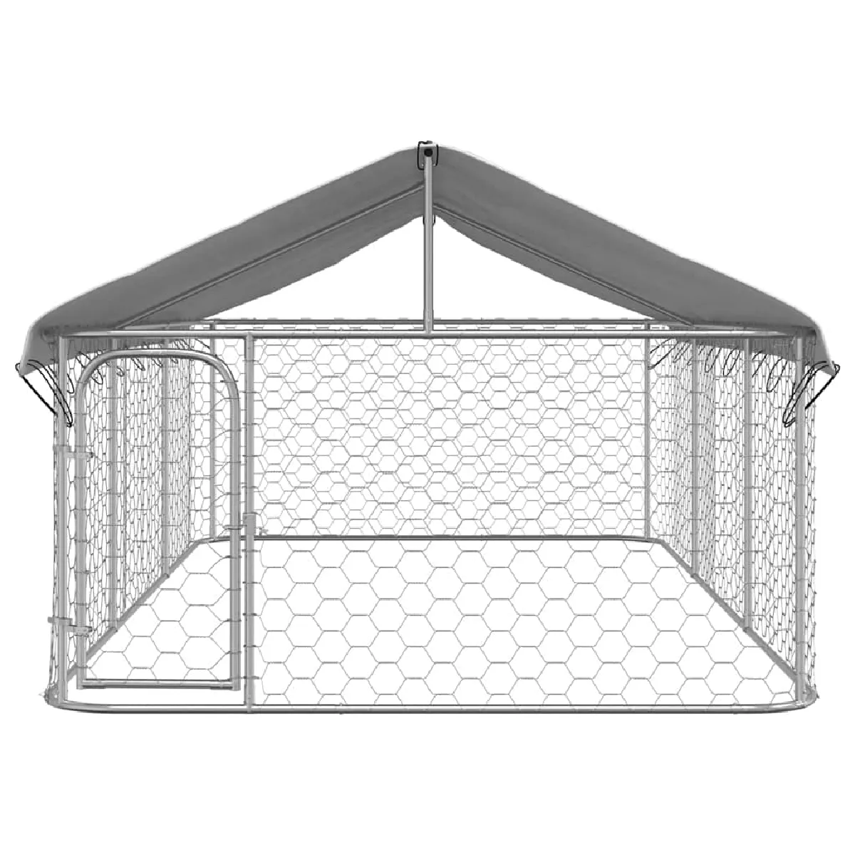 Meilleurs prix pour Chenil cage enclos pac animaux extérieur avec toit 400 x 200 x 150 cm Argent 02_0041910