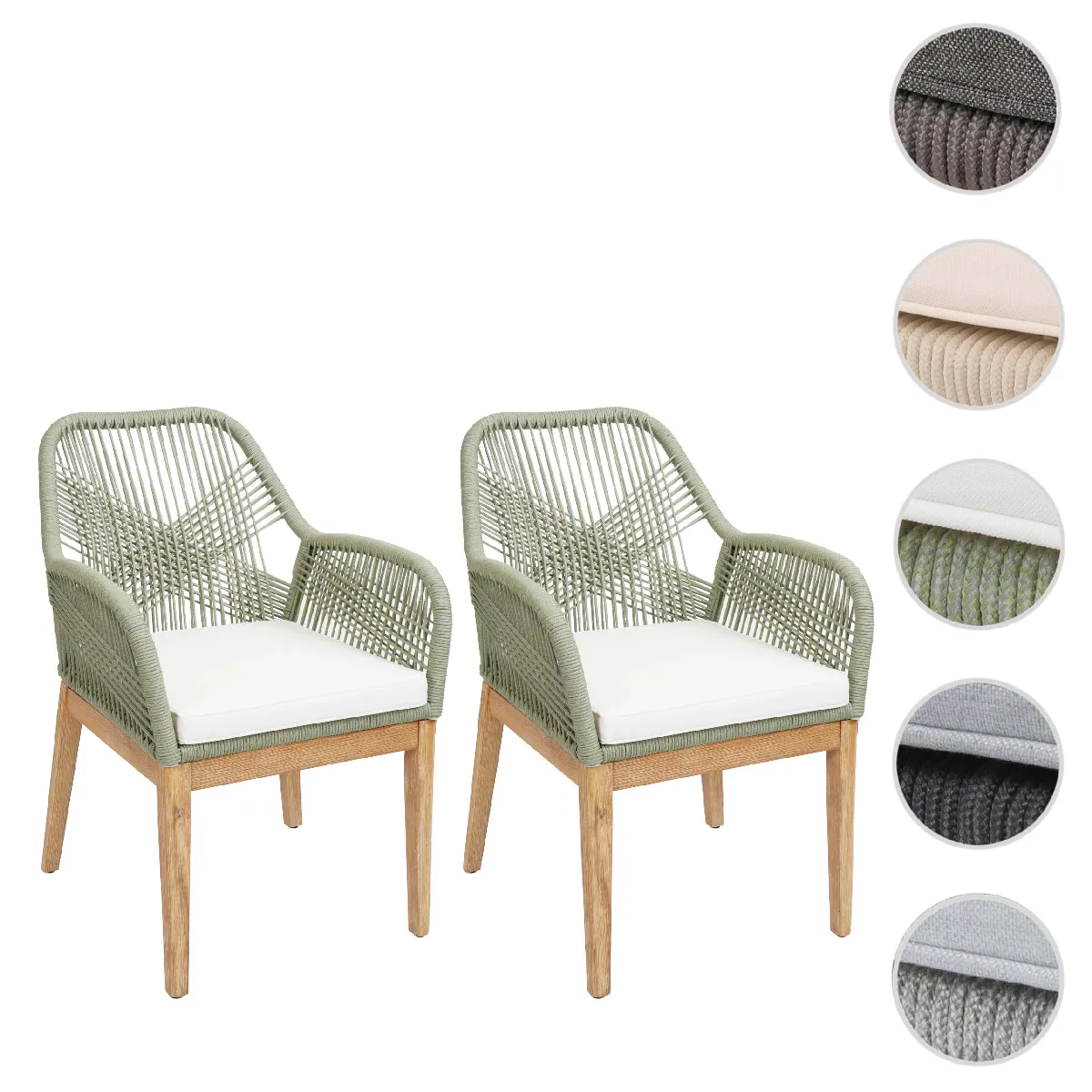 Mendler Lot de 2 chaises de jardin - Vert Mendler Lot de 2 chaises de jardin - Vert