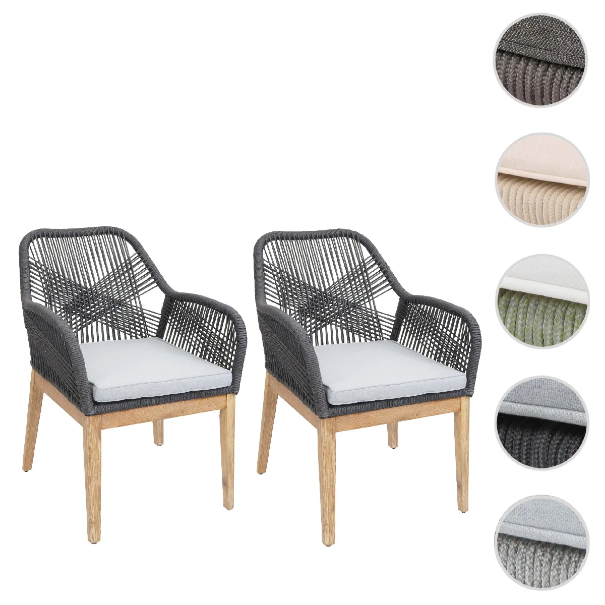 Mendler Chaises de jardin bois lot de 2 - Gris Mendler Chaises de jardin bois lot de 2 - Gris