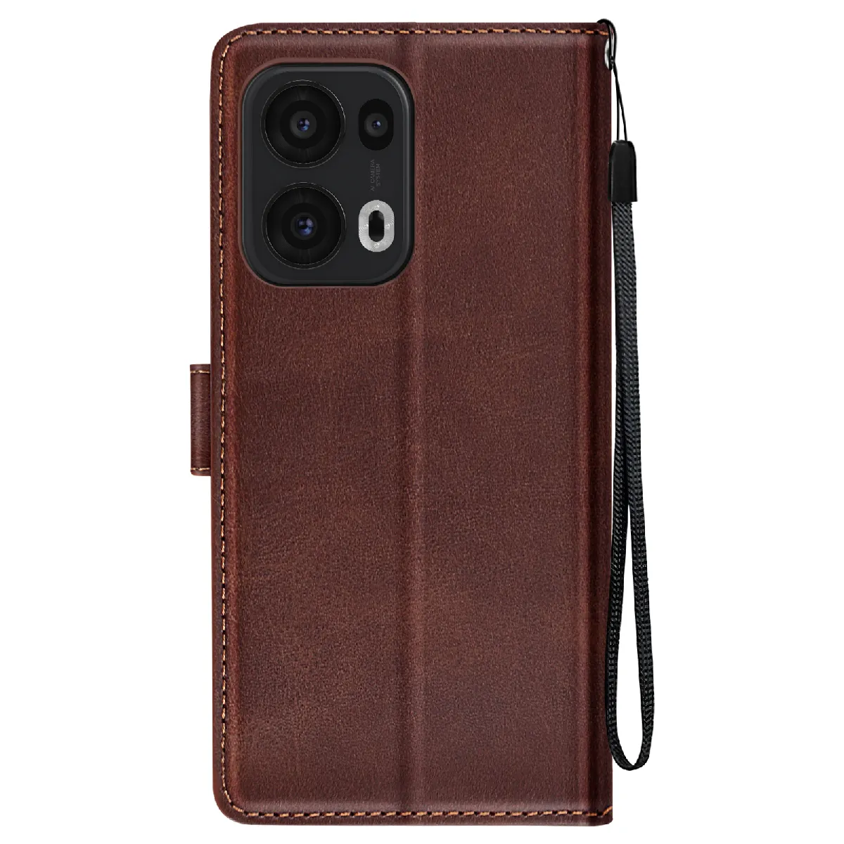 Avizar Marron Étui Pour Oppo Reno 13 Pro Dragonne Clapet Support Portefeuille Foncé