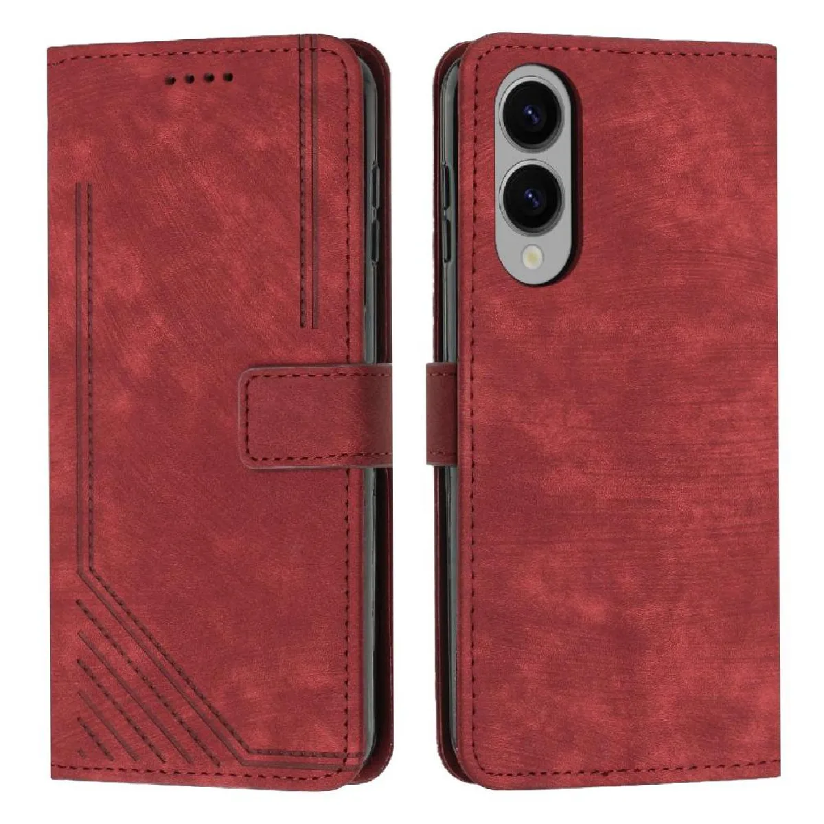 Générique Rouge Étui Portefeuille Avec Béquille Intégrée Samsung Galaxy S25