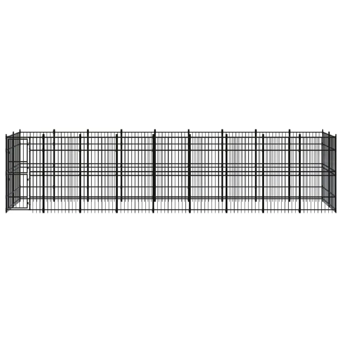 Meilleurs prix pour Chenil cage enclos pac animaux d'extérieur pour chiens acier 16,59 m² noir 02_0041799