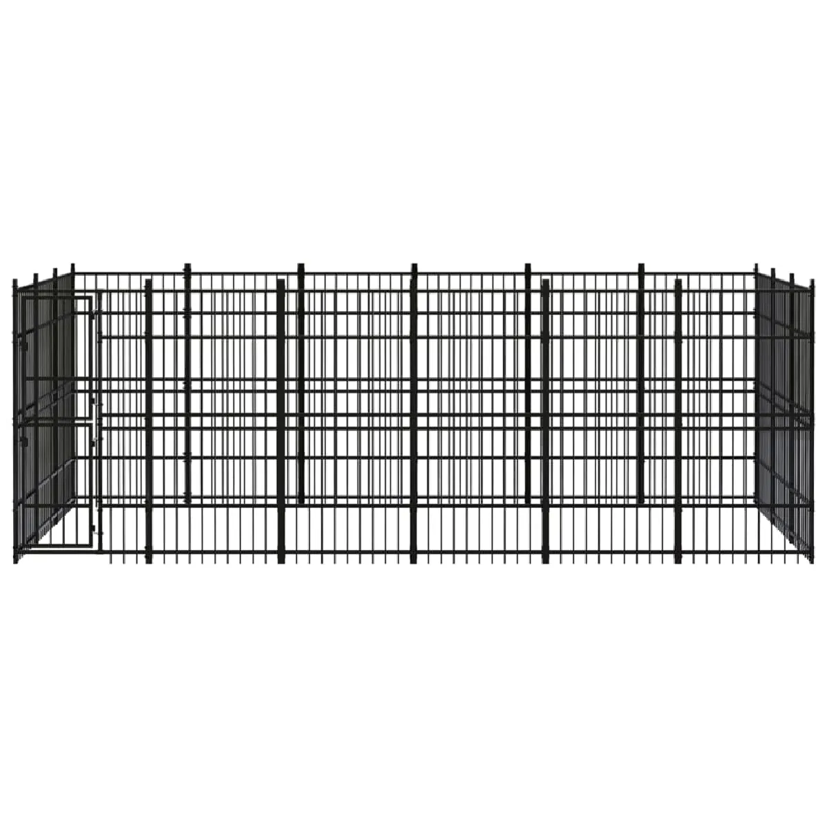 Meilleurs prix pour Chenil cage enclos pac animaux d'extérieur pour chiens acier 16,59 m² noir 02_0041800