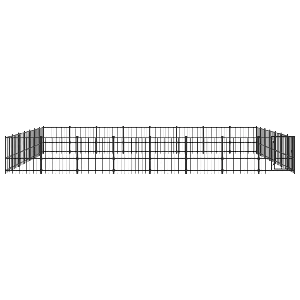 Meilleurs prix pour Chenil cage enclos pac animaux d'extérieur pour chiens acier 52,69 m² noir 02_0041862