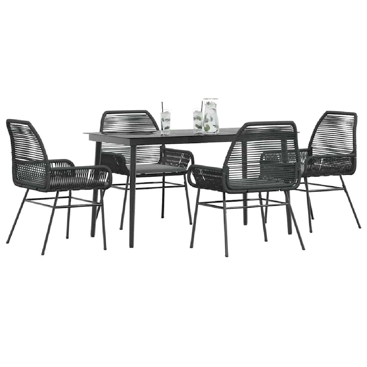 vidaXL Ensemble à Manger Jardin 5 pcs - Noir