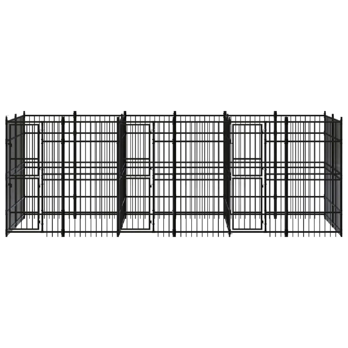 Chenil cage enclos pac animaux d'extérieur pour chiens acier 11,06 m² noir 02_0041779