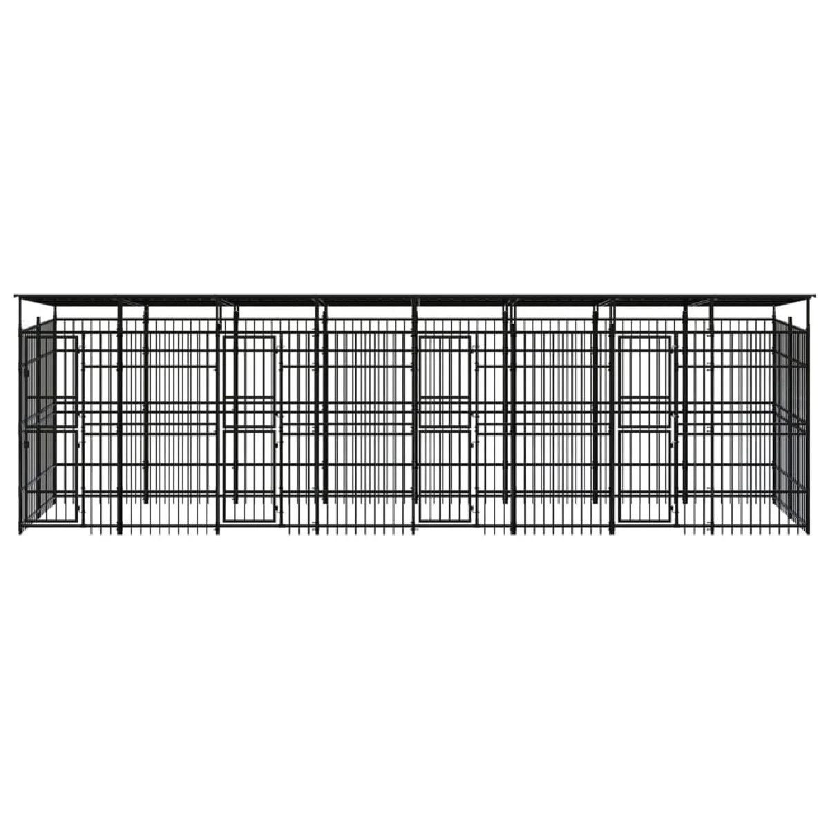 Meilleurs prix pour Chenil cage enclos pac animaux d'extérieur avec toit pour chiens acier 14,75 m² noir 02_0041742