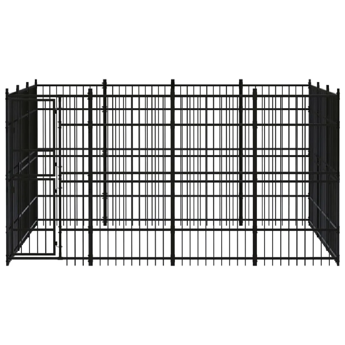 Meilleurs prix pour Chenil cage enclos pac animaux d'extérieur pour chiens acier 11,06 m² noir 02_0041780
