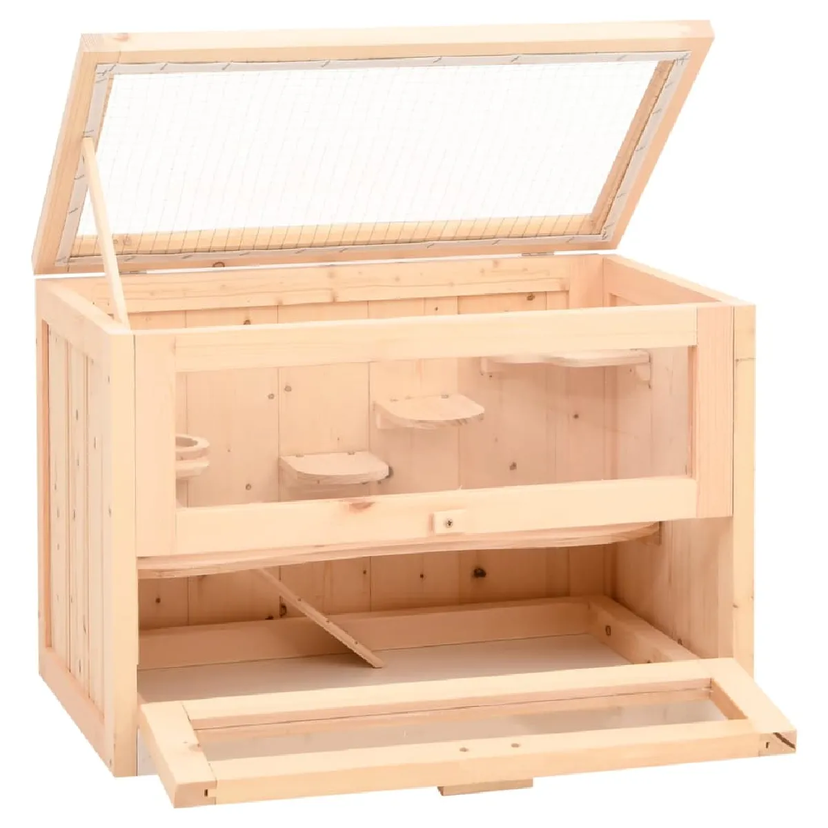 Comparer les prix de Cage à hamster 60 x 35,5 x 42 cm bois massif de sapin marron 02_0041680