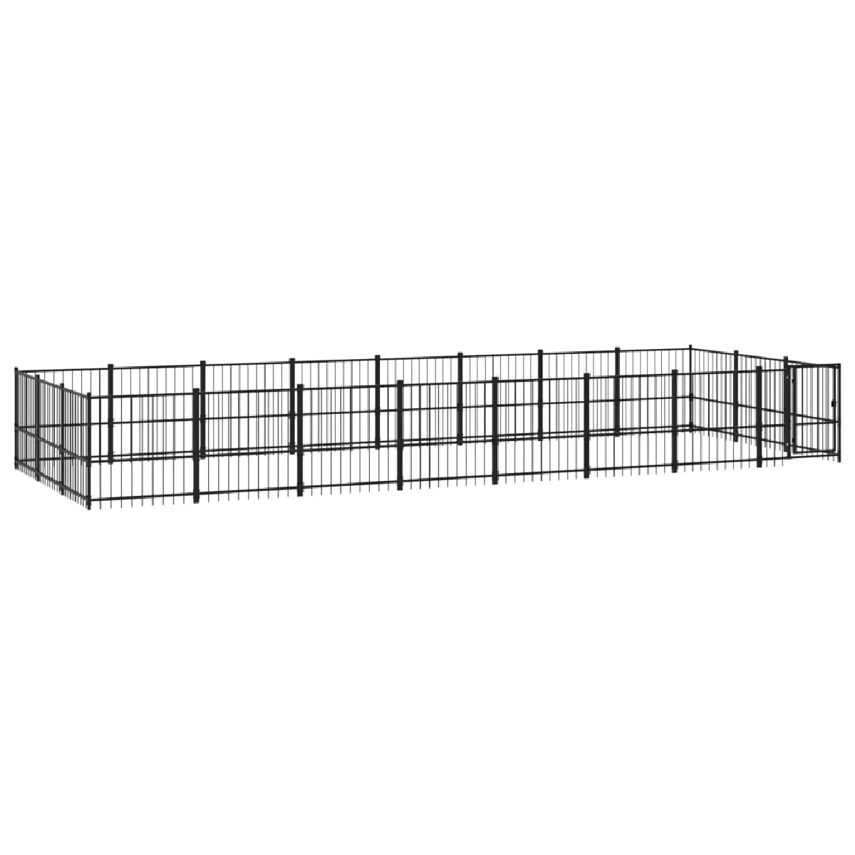 Meilleurs prix pour Chenil cage enclos pac animaux d'extérieur pour chiens acier 22,58 m² noir 02_0041817