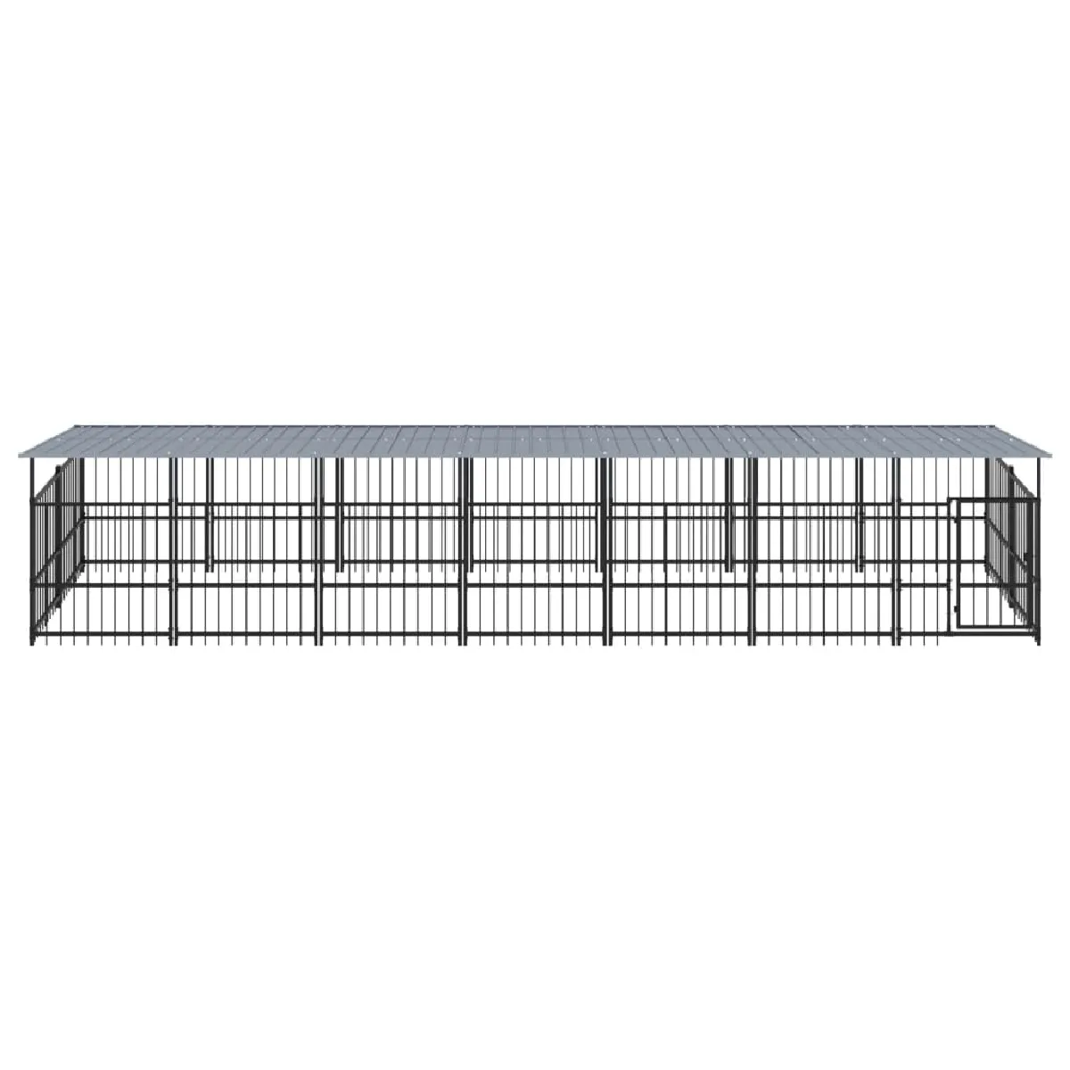 Meilleurs prix pour Chenil cage enclos pac animaux d'extérieur avec toit pour chiens acier 13,14 m² noir 02_0041740